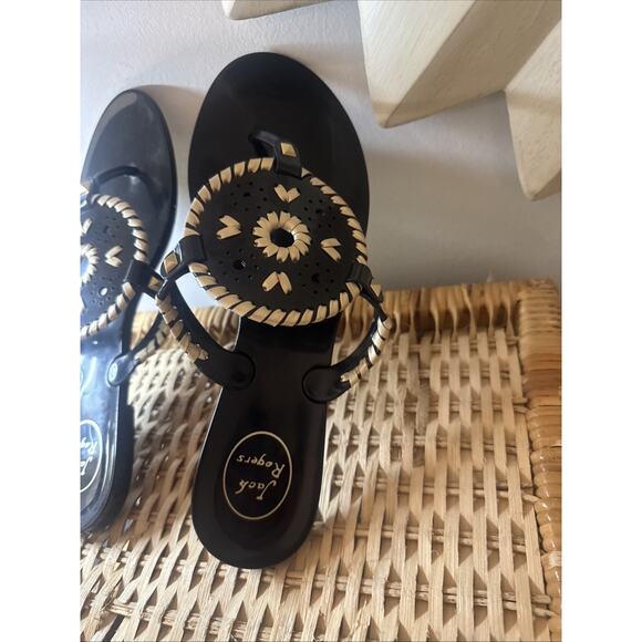 Jack Rogers Georgica Jelly Sandals Black/Gold Size 10 - Picture 6 of 8